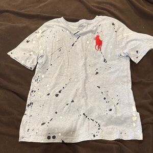 Polo by Ralph Lauren Kids Splatter Gray Tee with Red Logo